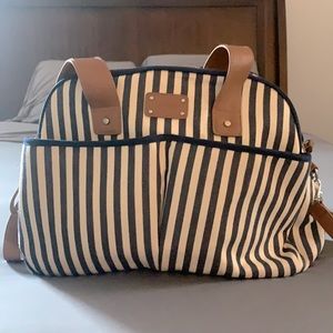 Carter’s blue and white striped baby bag